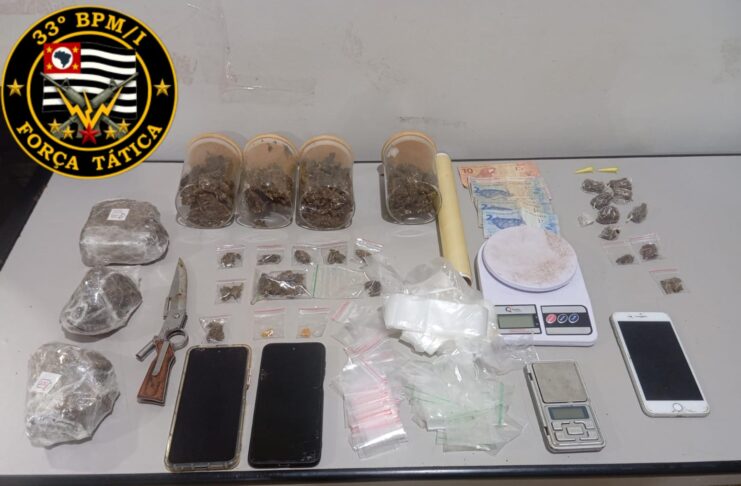 Força Tática de Olímpia Prende Suspeito Reincidente e Apreende Mais de 1 Kg de Maconha no Bairro Santa Fé